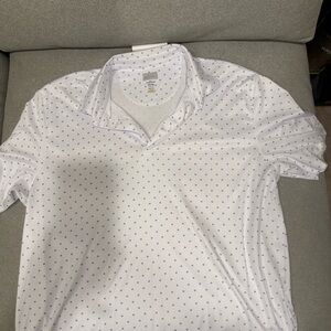 Elegant White Polka Dot Men's Polo Shirt